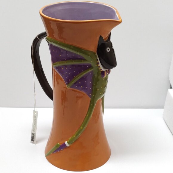 Patience Brewster Krinkles Halloween Bat Cat Pitcher - Picture 2 of 5